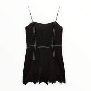 (NWT) ZARA Black Short Jumpsuit with Topstitching